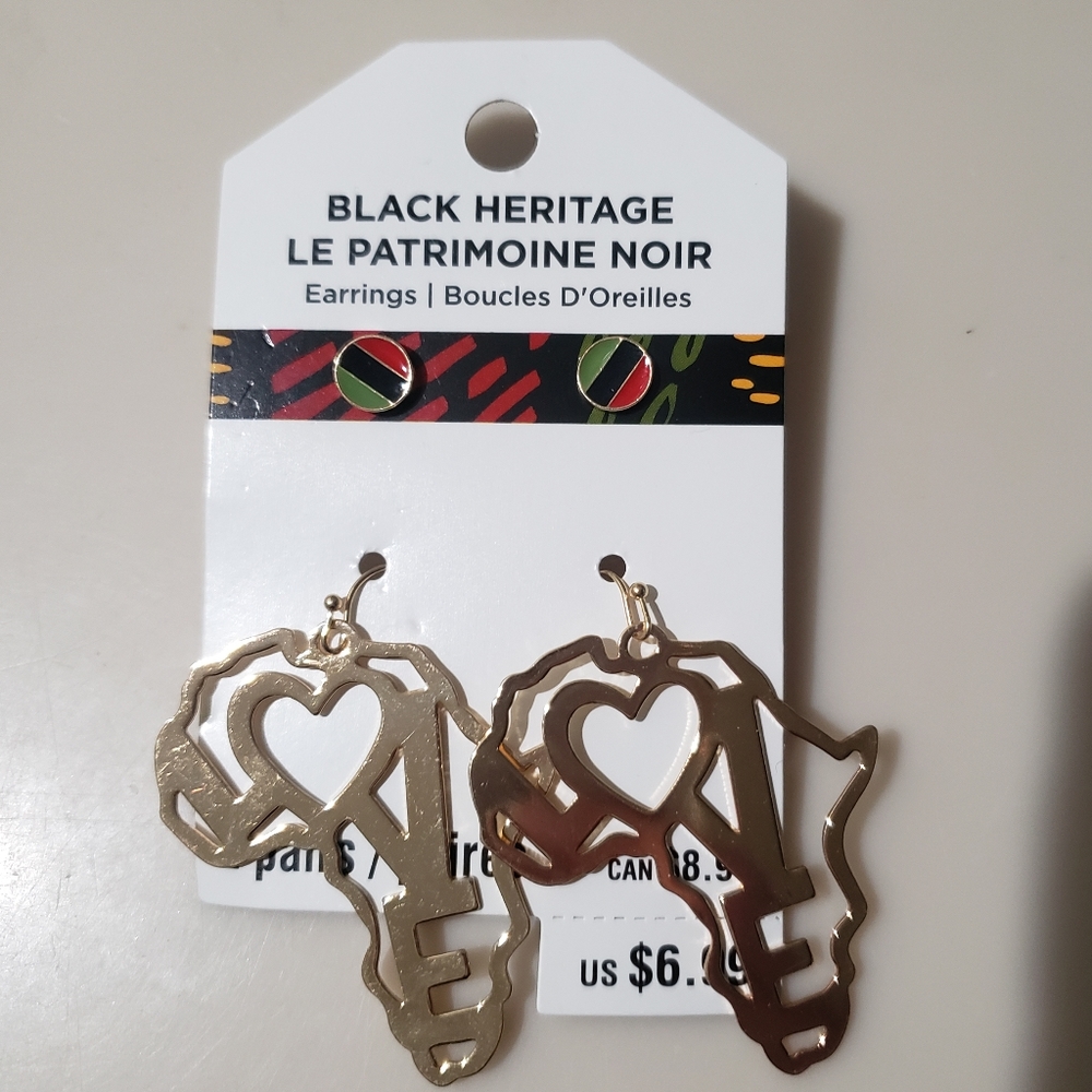 Black heritage love earrings